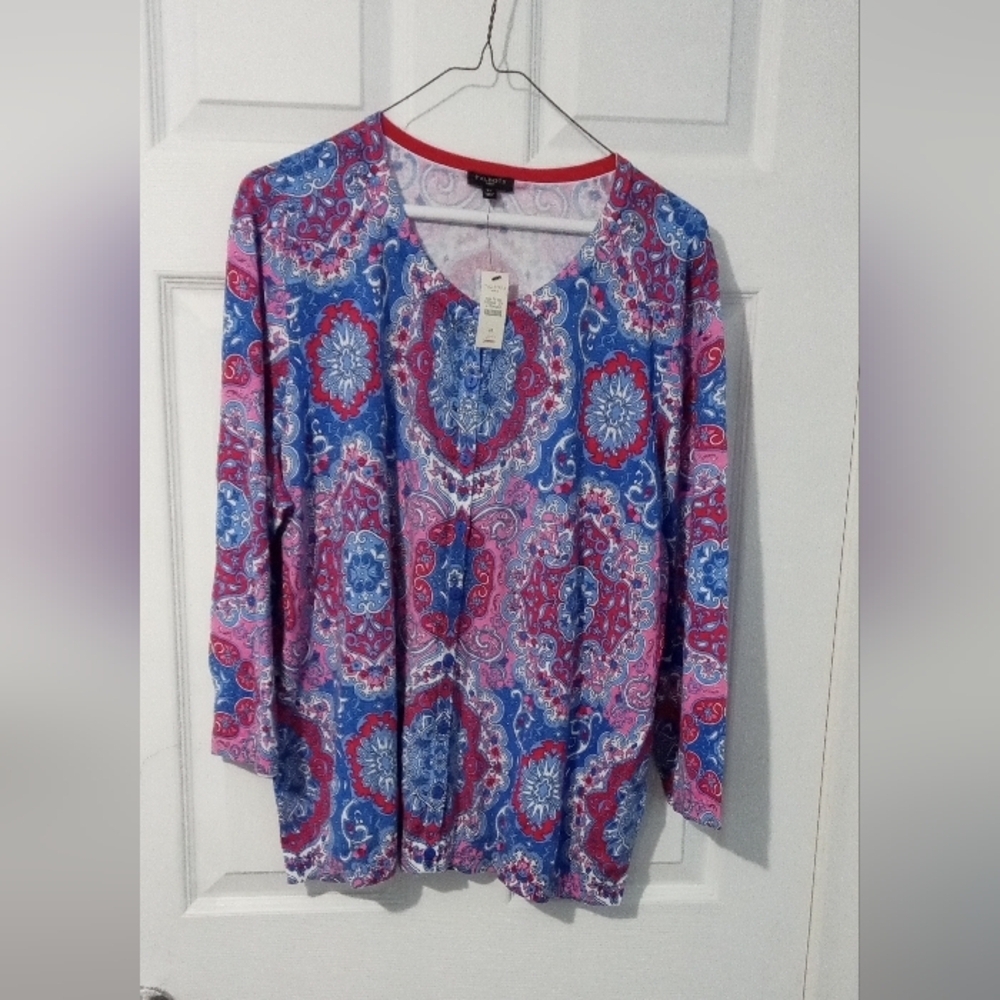 Talbots Paisley Sweater - Blue, Pink, Red